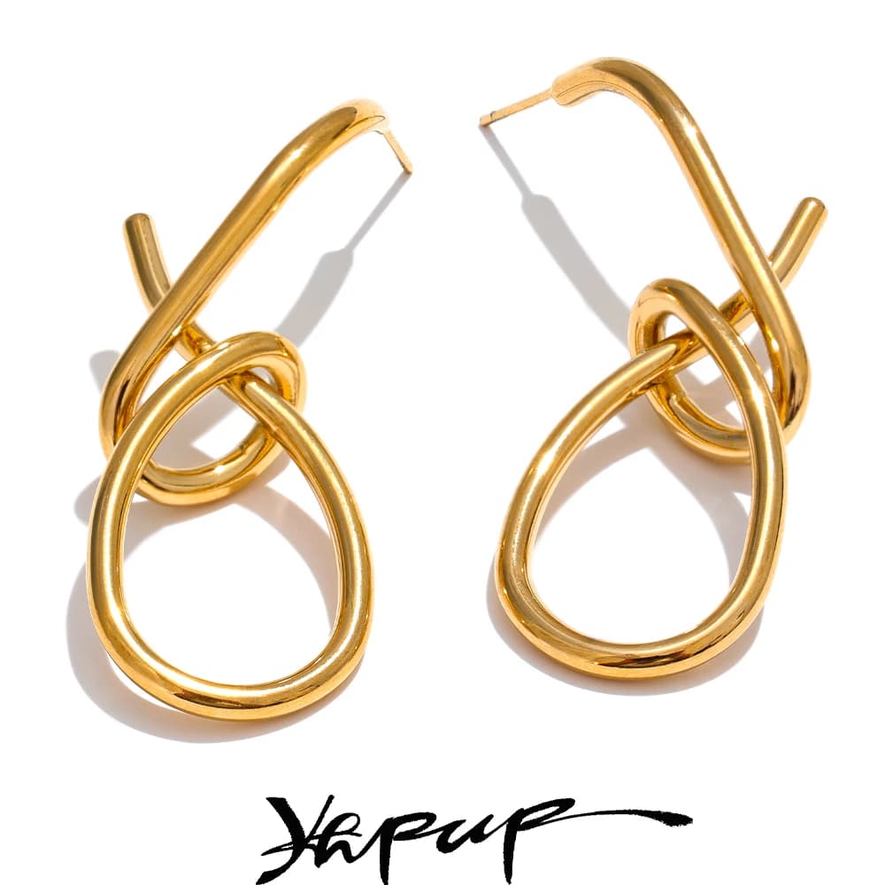 Yhpup Orecchini insoliti personalizzati a goccia grande geometrica in acciaio inossidabile per le donne Gioielli da festa con texture antiruggine