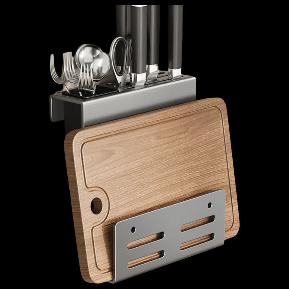 Heavy Duty Cutting Board Rack Multifunctional No Drill Kitchen Rack Save Space Carbon Steel Wall-Mounted Holder Home Organizer
