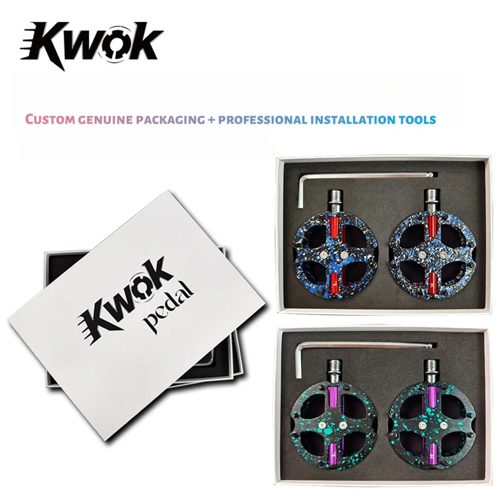 Kwok Bicycle Pedals 3 Bearings Ultralight MTB Road Pedal Aluminum Alloy Light Bike Pedals Non-slip Pedals Cycling Platform