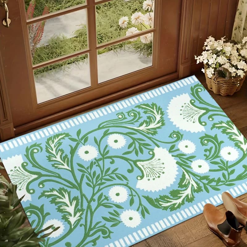 Tappeto da Cucina con Motivo Floreale, Extra Spesso e Assorbente, Tappetino Antiscivolo per Ingresso Bagno, Grande Tappeto Anti-Fatica, Tappeti Lunghi