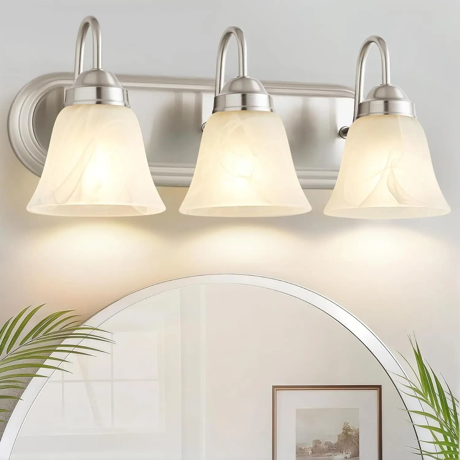 Lampada da Bagno a 3 Luci in Nichel Spazzolato, Moderna Applique da Parete Sopra il Specchio per Bagno, Soggiorno, Camera da Letto, Lampadina Non Inclusa