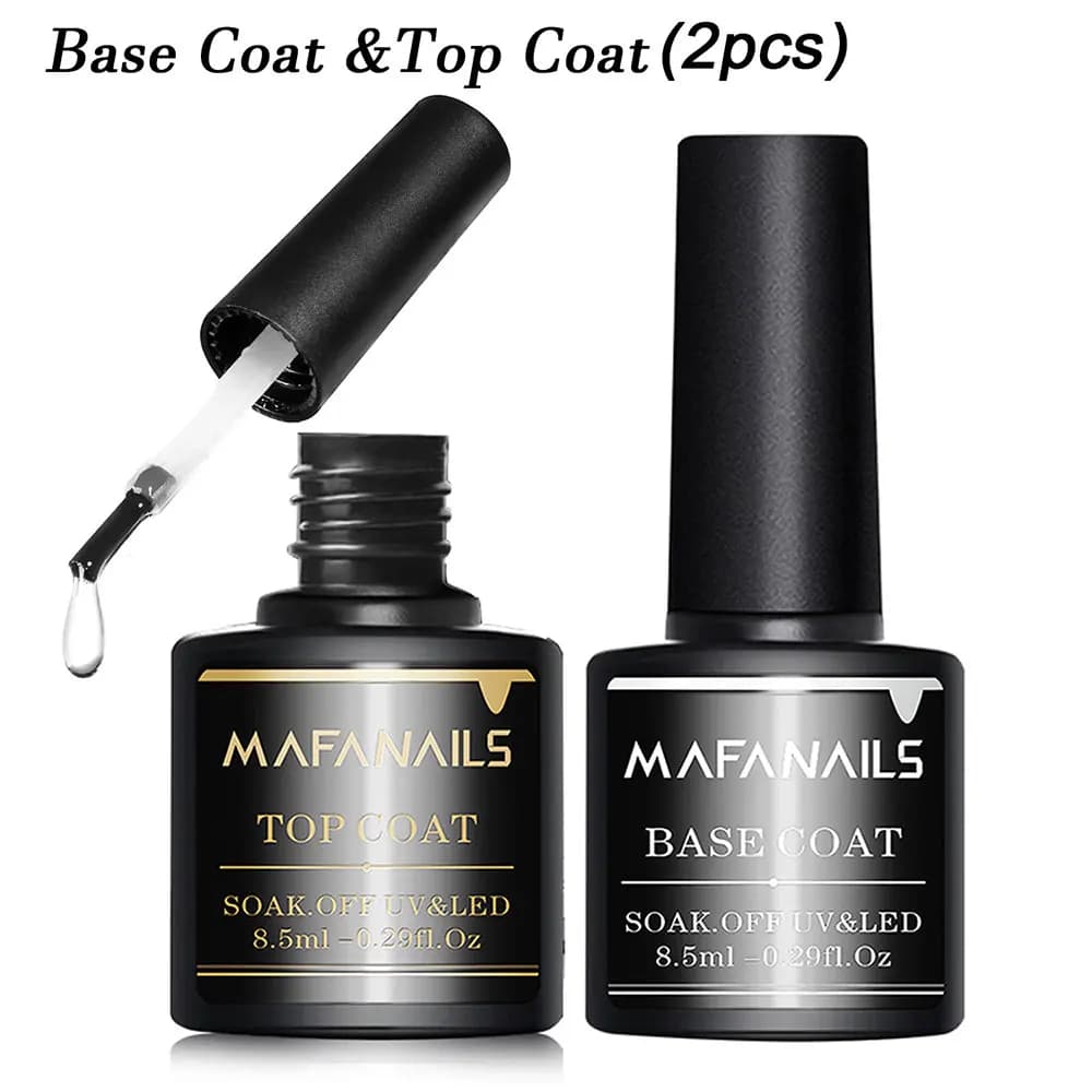 Set di 2 Smalti Gel UV/LED Trasparenti Senza Residui, Lunga Durata, Rimovibili, per Unghie Fai-da-Te, Top Coat e Base Coat 8,5ml