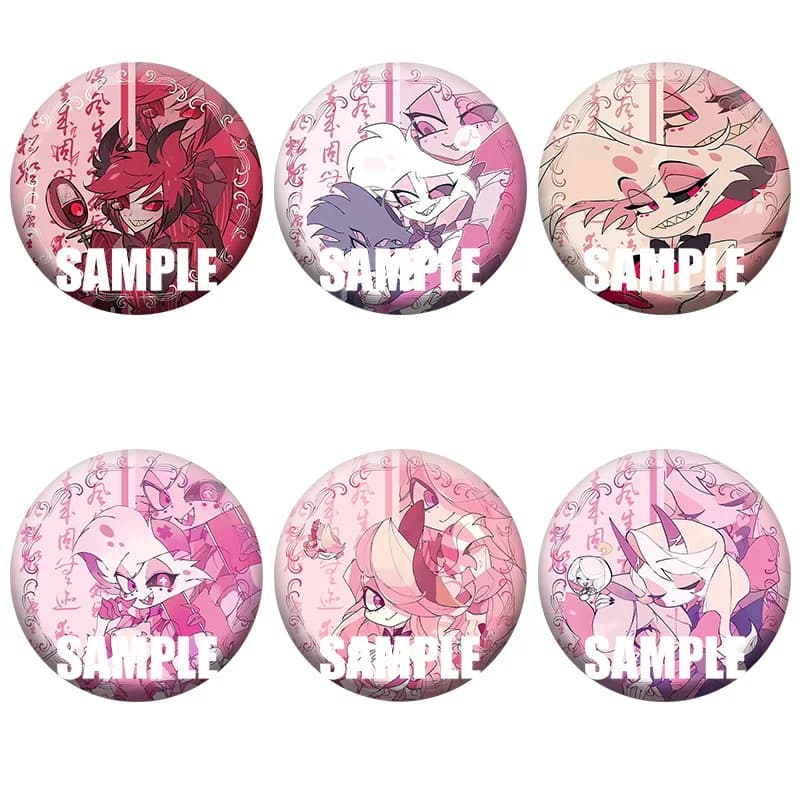 Badge in Latta Laser Hazbin Hotel Alastor Angel Dust Charlie Vaggie - Spilla Distintiva con Personaggi Cartoon Carini per Zaini