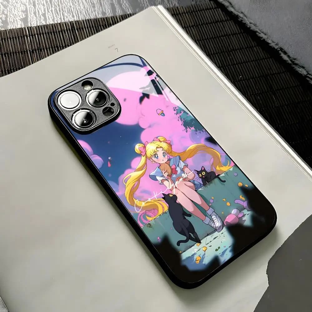 Cute Sailor Moon Phone Case for Iphone 17 16 15 13 12 14 11 Pro Max Mini Air Xs Puls glass Cover