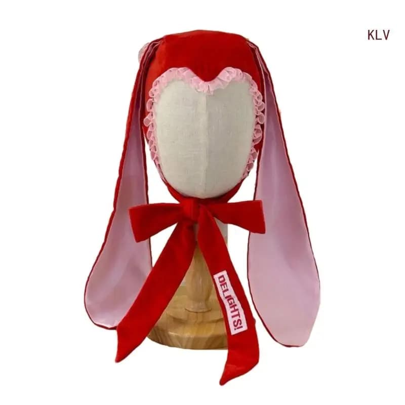 Cappello da coniglio Orecchie lunghe Puntelli per foto Capodanno Pizzo Cappello di Halloween Adulti Bambini Corno Orecchie di di