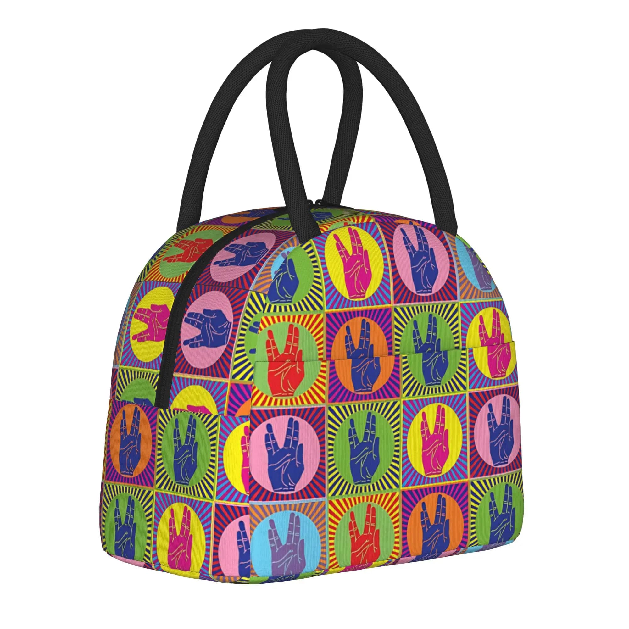 Stars Treks Spock Hand Pop Art Borsa termica per il pranzo, borsa termica riutilizzabile, contenitore per il pranzo, borsa portatile per il pranzo, borsa per alimenti