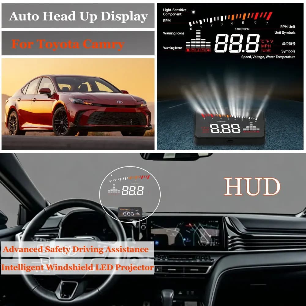 Car Head Up Display For Toyota Camry XV50/XV70 2011-2022 AUTO HUD Windshield Projector Accessories Speedometer Odometer RPM