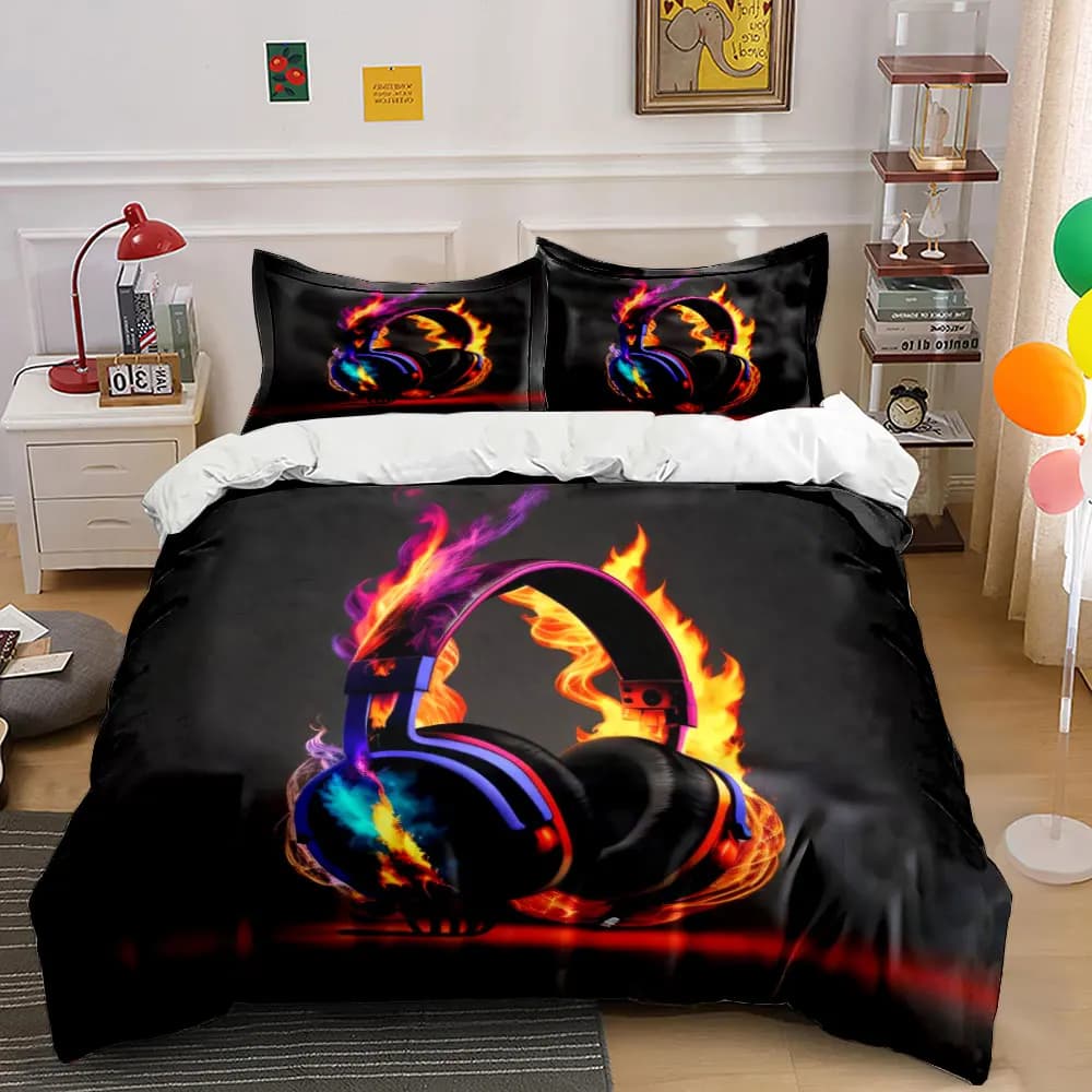 Set di cuffie da gaming per giocatori, diverse misure per camerette di bambini e adulti, set di biancheria da letto raffinato da 3 pezzi, idea regalo