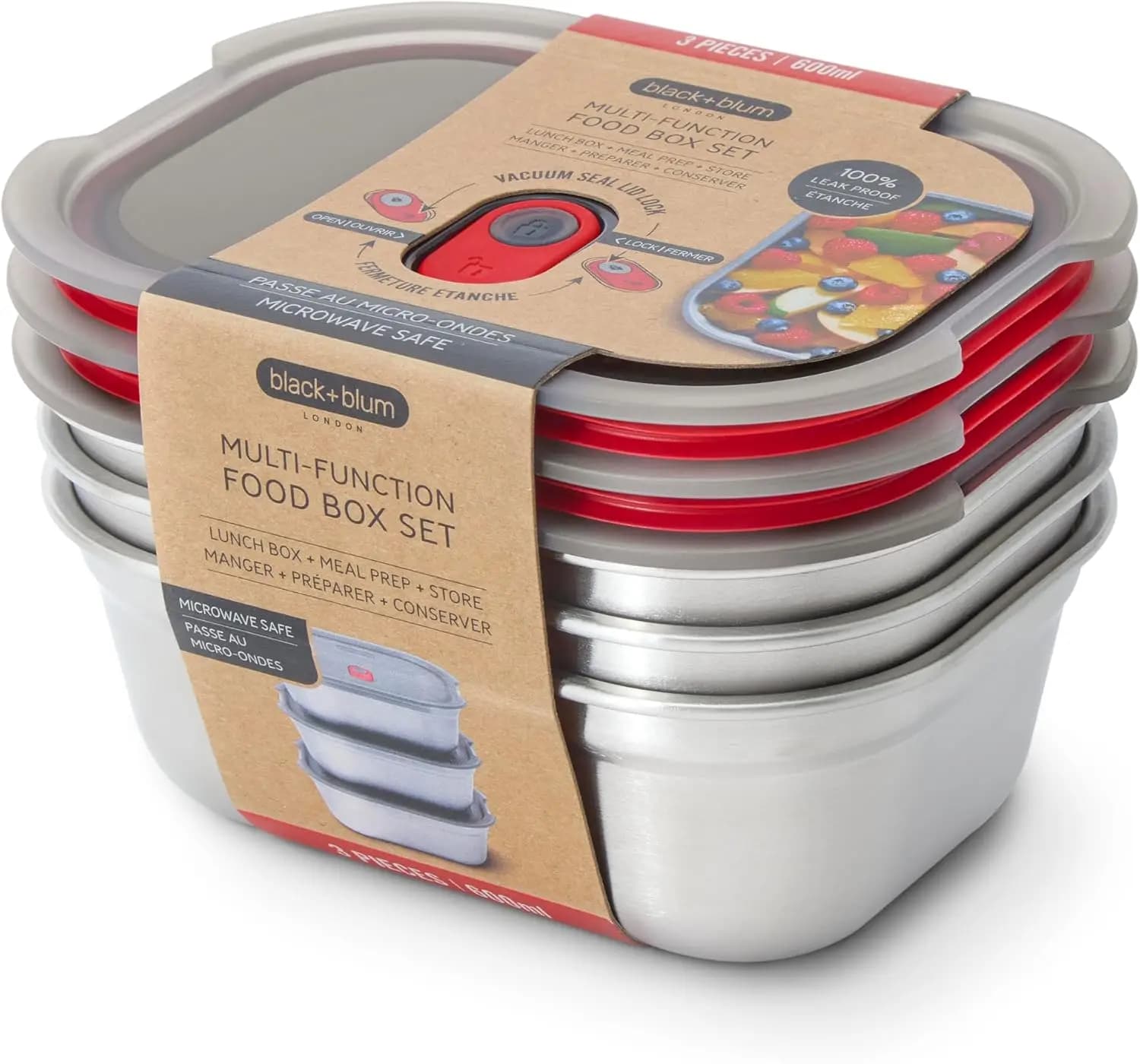 Set di Ciotole per Pranzo in Acciaio Inox, Contenitori da 22oz con Coperchio Ermetico, Adatti per Microonde e Lavastoviglie, per Picnic e Campeggio