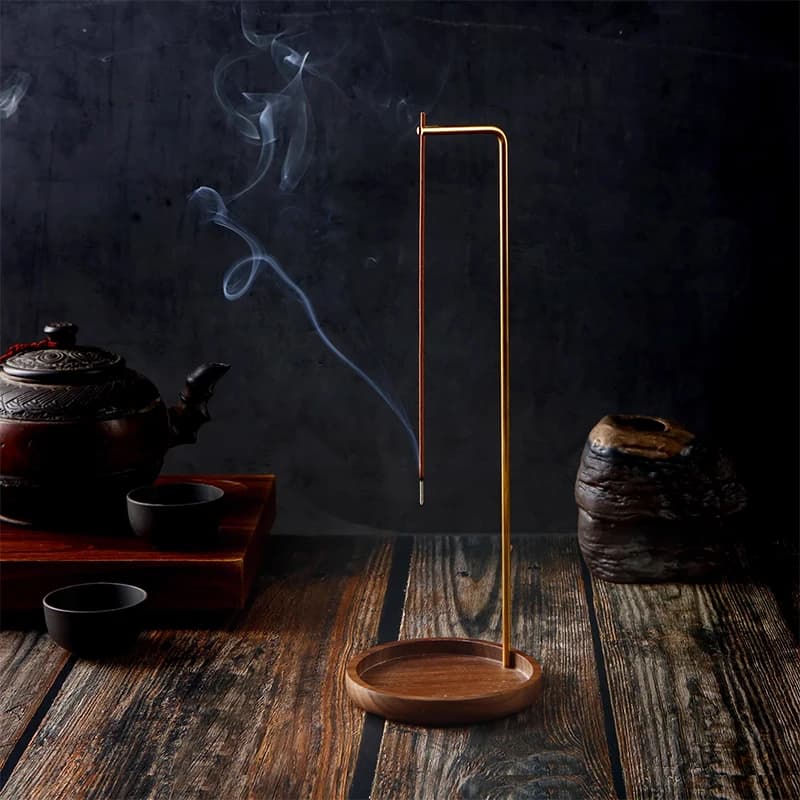 1 pz creativo porta incenso in ottone capovolto bruciatore di incenso in legno piatto di incenso raccoglitore di cenere buddismo forniture decorazioni per la casa