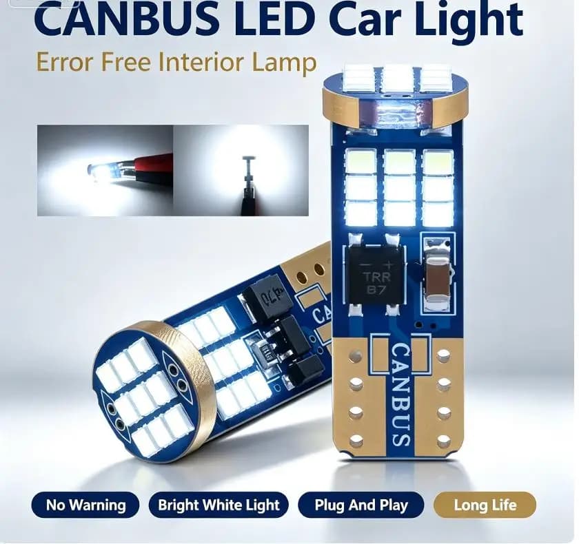 【MO】2Pcs 2016-27SMD Reading Wedge Light 12V T10 W5W Car LED 168 194 Parking Lamp Canbus Dome License Plate Bulb
