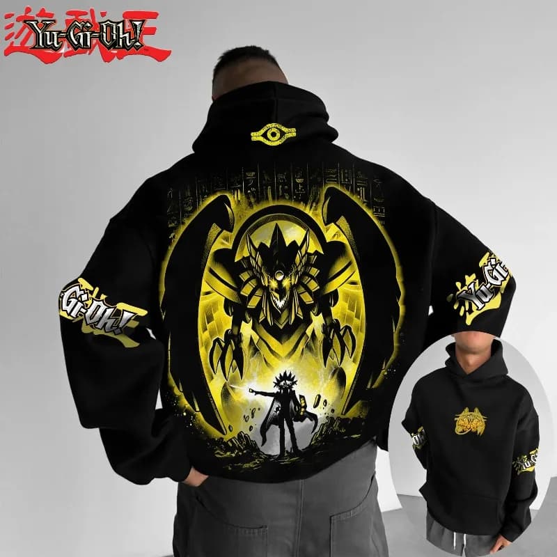 2025 Yu Gi Oh Personaggio anime Osiris Sky Dragon Stampato da uomo Autunno e inverno Felpa con cappuccio larga Y2K Halloween COS spessa e larga