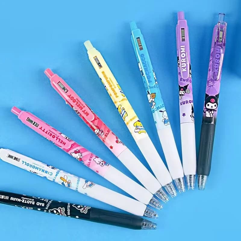 24pc /LOT KAWAII SANRIO MELODY KUROMI CINNAMOROLL KITTY PEN GEL carino penne da 0,5 mm inchiostro nero penne neutre ufficio forniture scolastiche