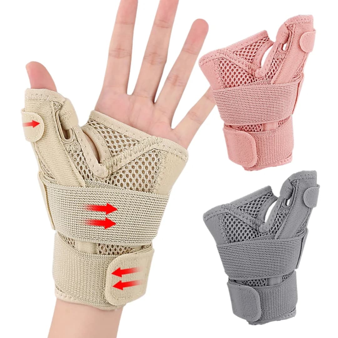 Tutore da polso regolabile a doppio supporto con cinturino da polso Stecca di compressione Tutore da polso Protezione per pollice Manicotto stabilizzatore per polso
