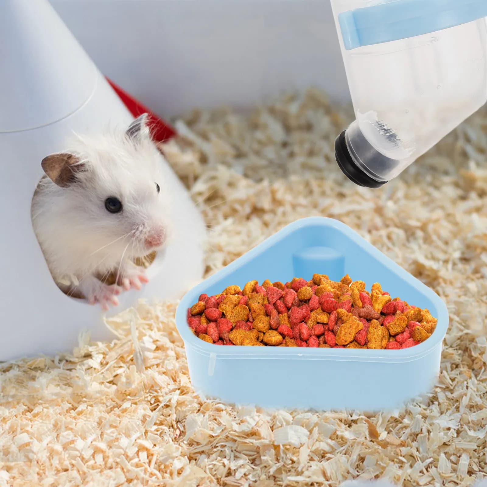 Set di Accessori per Gabbie di Piccoli Animali: Ruota, Ciotola per Cibo, Bottiglia d'Acqua in ABS Riutilizzabile, Forniture per Criceti e Gerbilli