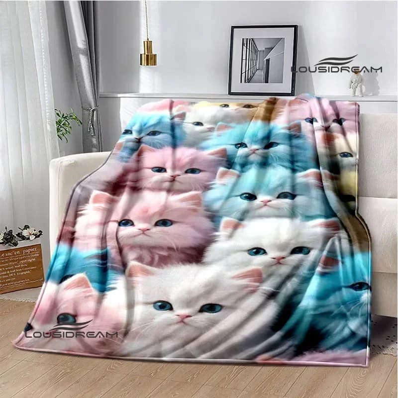 Coperta stampata con gatto carino in 3D Coperte calde in flanella Coperte morbide e confortevoli per il letto, cubre cama, regalo di compleanno