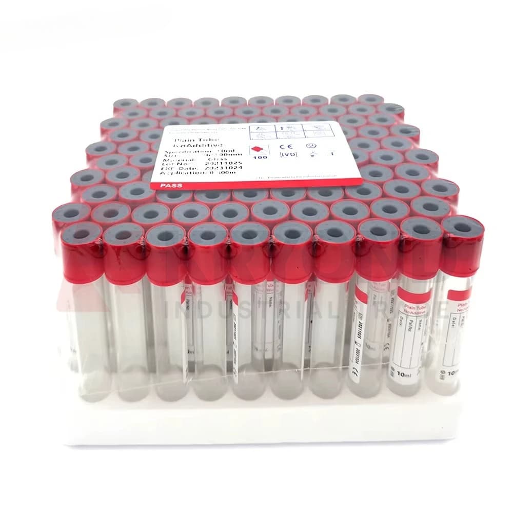100pcs Medical No Additive Plain Tube Plastic Vacuum Blood Collection Tube Ordinary Blood Test Tubes 10ml PET Tube