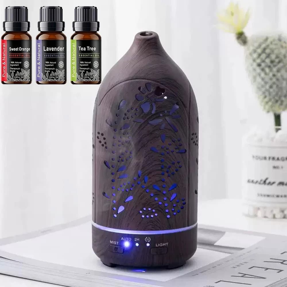 Diffusore di oli essenziali cavo di lavanda, luci LED a 7 colori, ultra silenzioso, spegnimento automatico per casa e ufficio