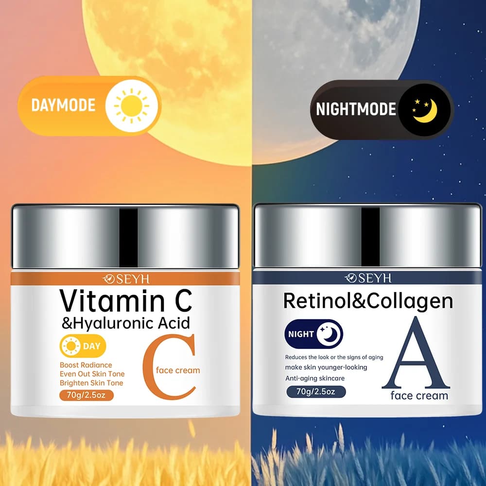 SEYH Vitamin C and retinol a set of double effect night cream 2 pieces moisturizing with aloe vera peptides to Niacin collagen
