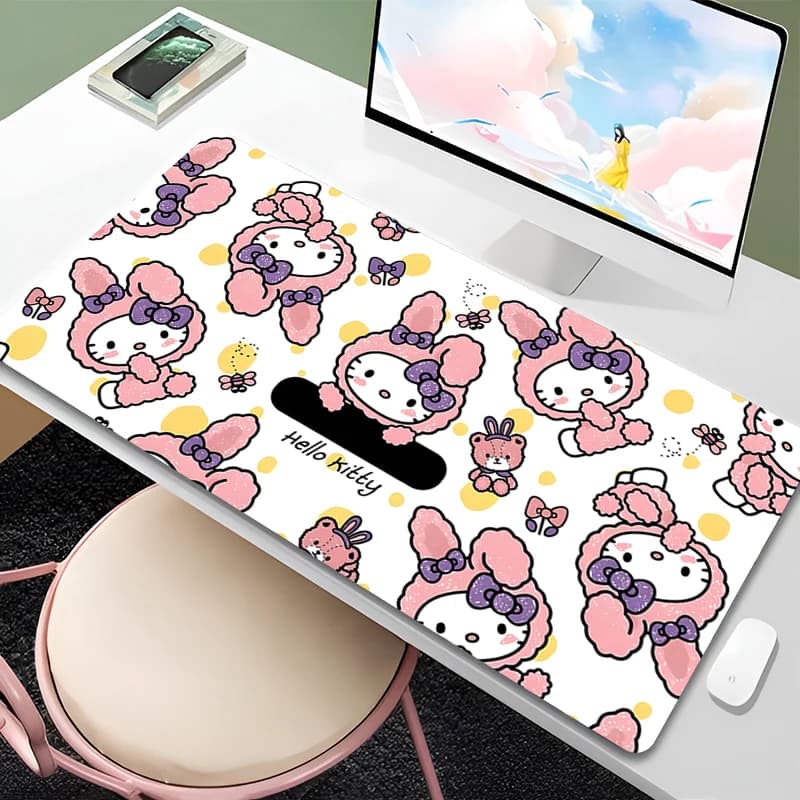 Tappetino per mouse grande Hello Kitty per ufficio, gaming, computer, XXL, accessori per tablet, tastiera Varmilo, tappetino per mouse raffinato