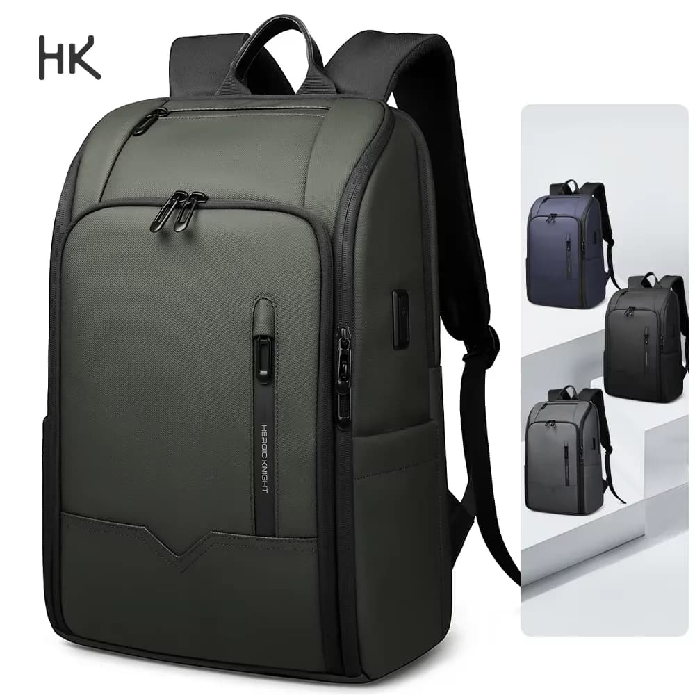 Handbag HK Business for 15.6 inch laptop, waterproof travel bag with USB port, multifunctional backpack for outdoor excursions