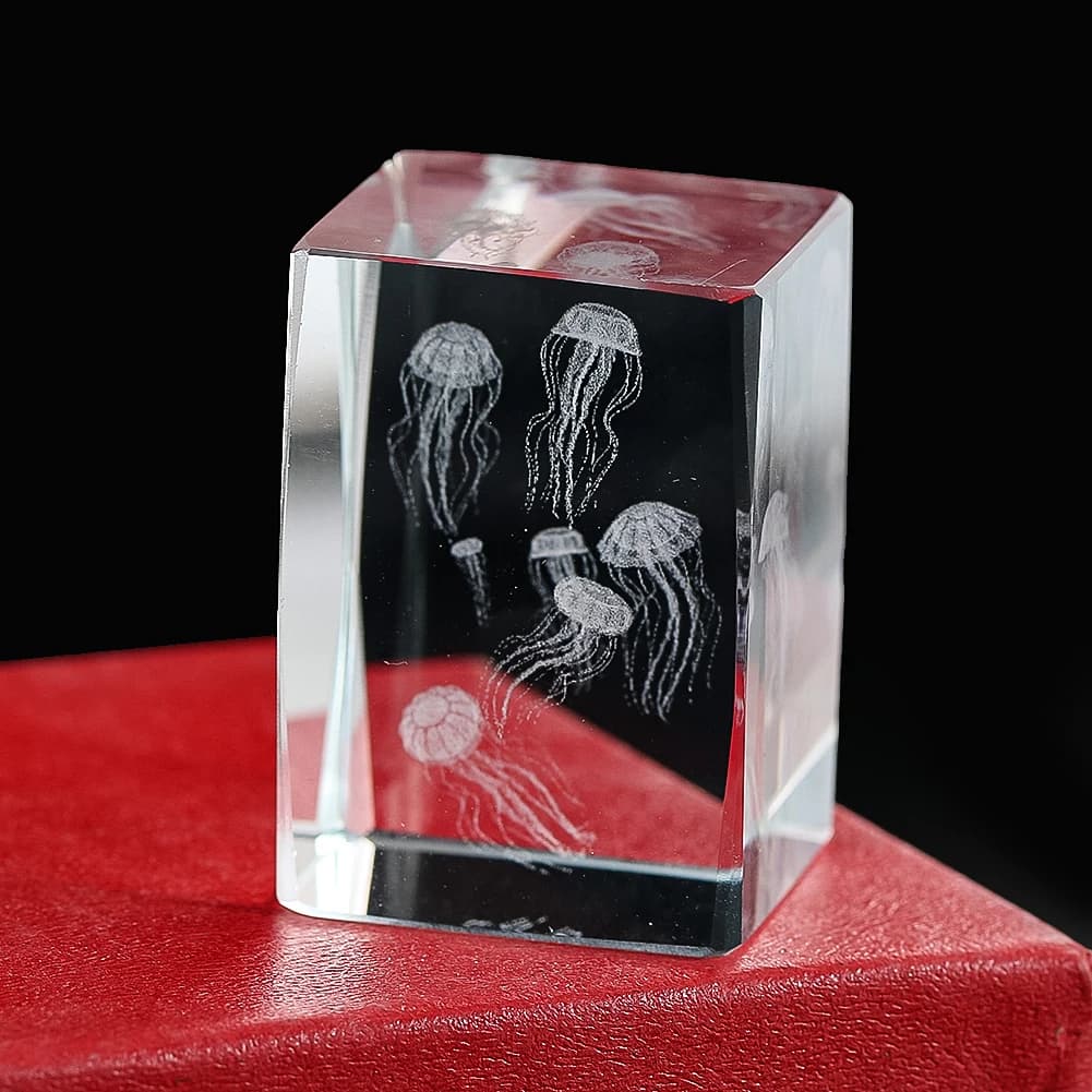 Crystal Animal Miniatures, 3D Statuettes Laser Incenses, Meduse Ornaments and Marine Organisms, Sculptures and Decorative Card Holders