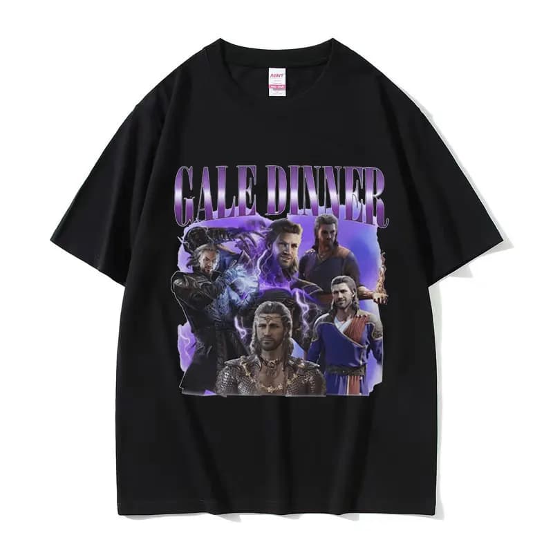 Limited Gale Dinner Baldurs Gate 3 Graphic T-shirt Men's Retro Gothic Fashion T-shirts 100% Cotton Oversized T Shirt Streetwear