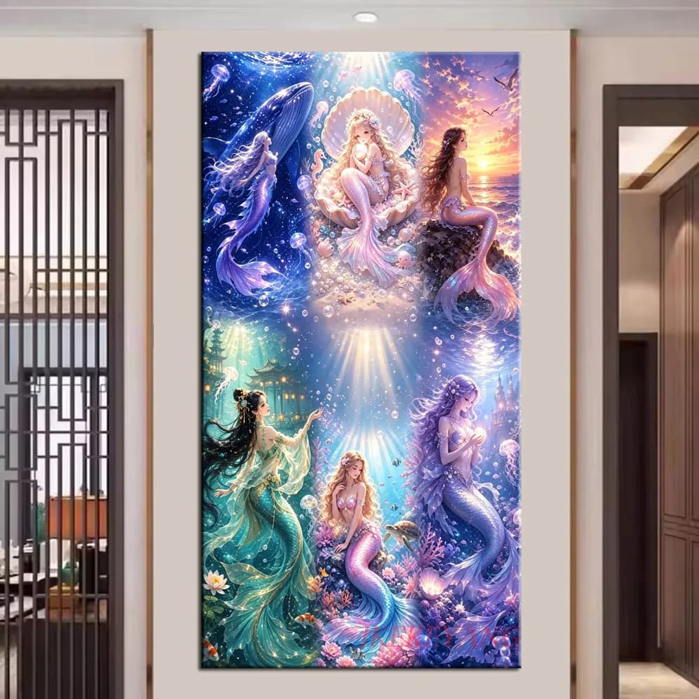 DIY Diamond Painting Cross Stitch Beautiful Mermaid Picture Full Drills Diamond Mosaic New Collection Home Decor