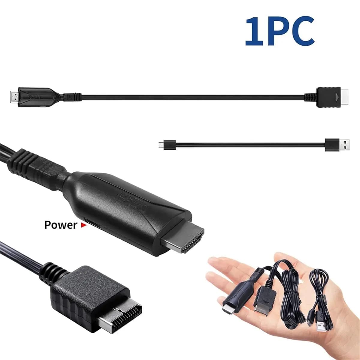 (A32M) Cavo adattatore compatibile da PS1/PS2 a HDMI per console di gioco, supporta uscita HD 720P/1080P, design compatto