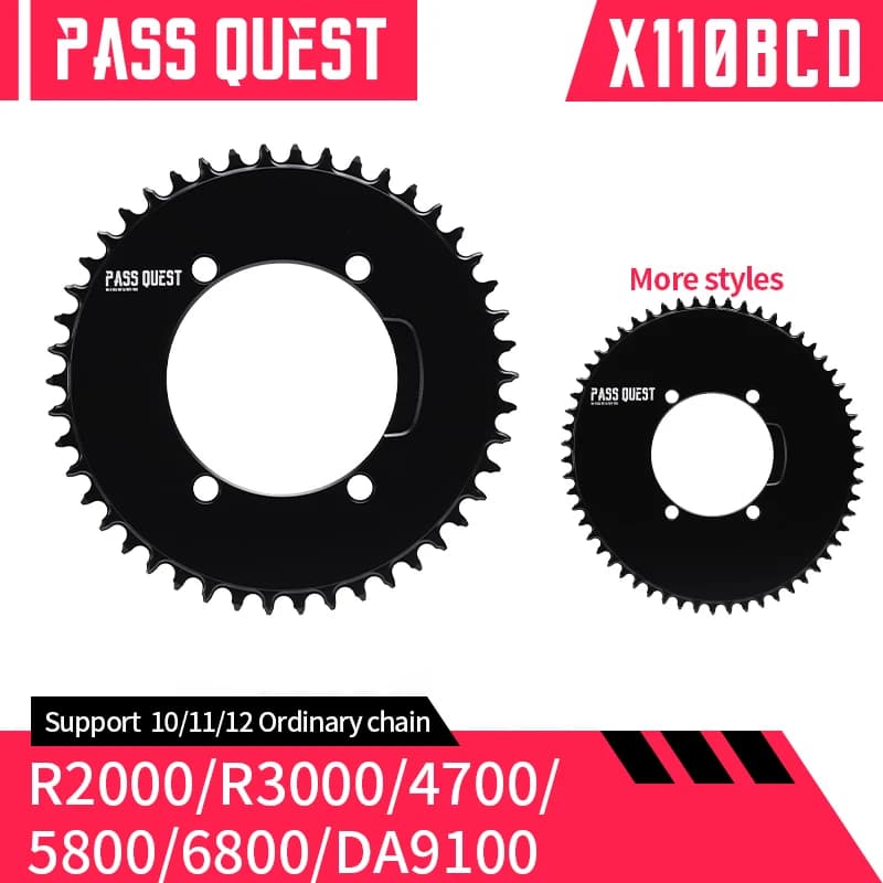 PASS QUEST X110BCD AERO Narrow Wide Chainring per R3000/4700/5800/6800/DA9000 Chainwheel BLACK gravel folding bike disponibile