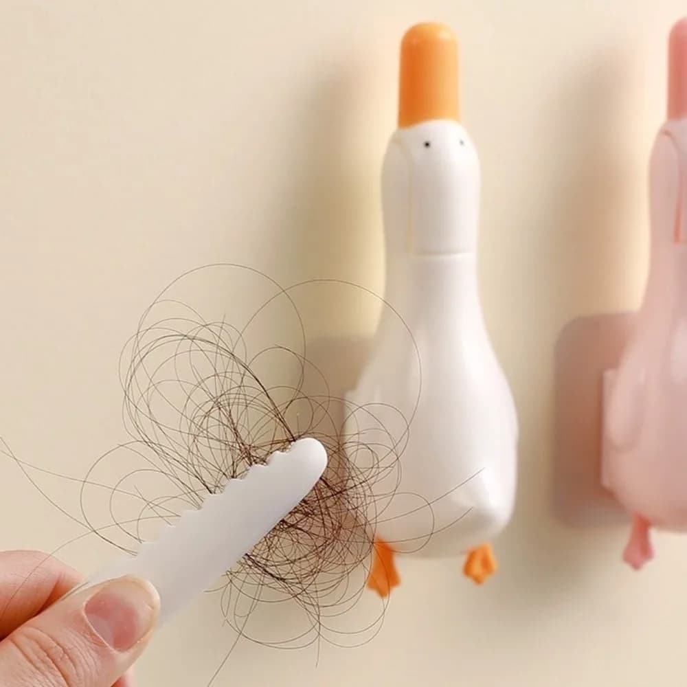 Reusable Cartoon Duck-Shaped Hair Catcher Double Head Wall Mounted Garbage Clip Plastic Cleaning Clip Toilet Sewer