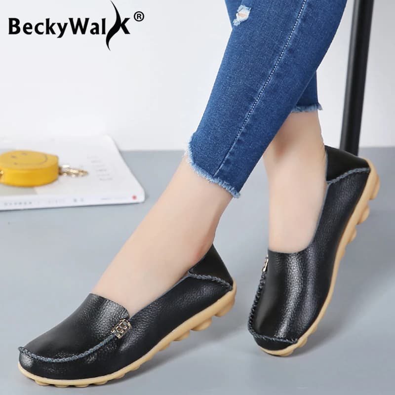 Plus Size 35-44 scarpe da donna in vera pelle primavera scarpe basse casual donna mocassini antiscivolo sneakers color caramella donna WSH2678