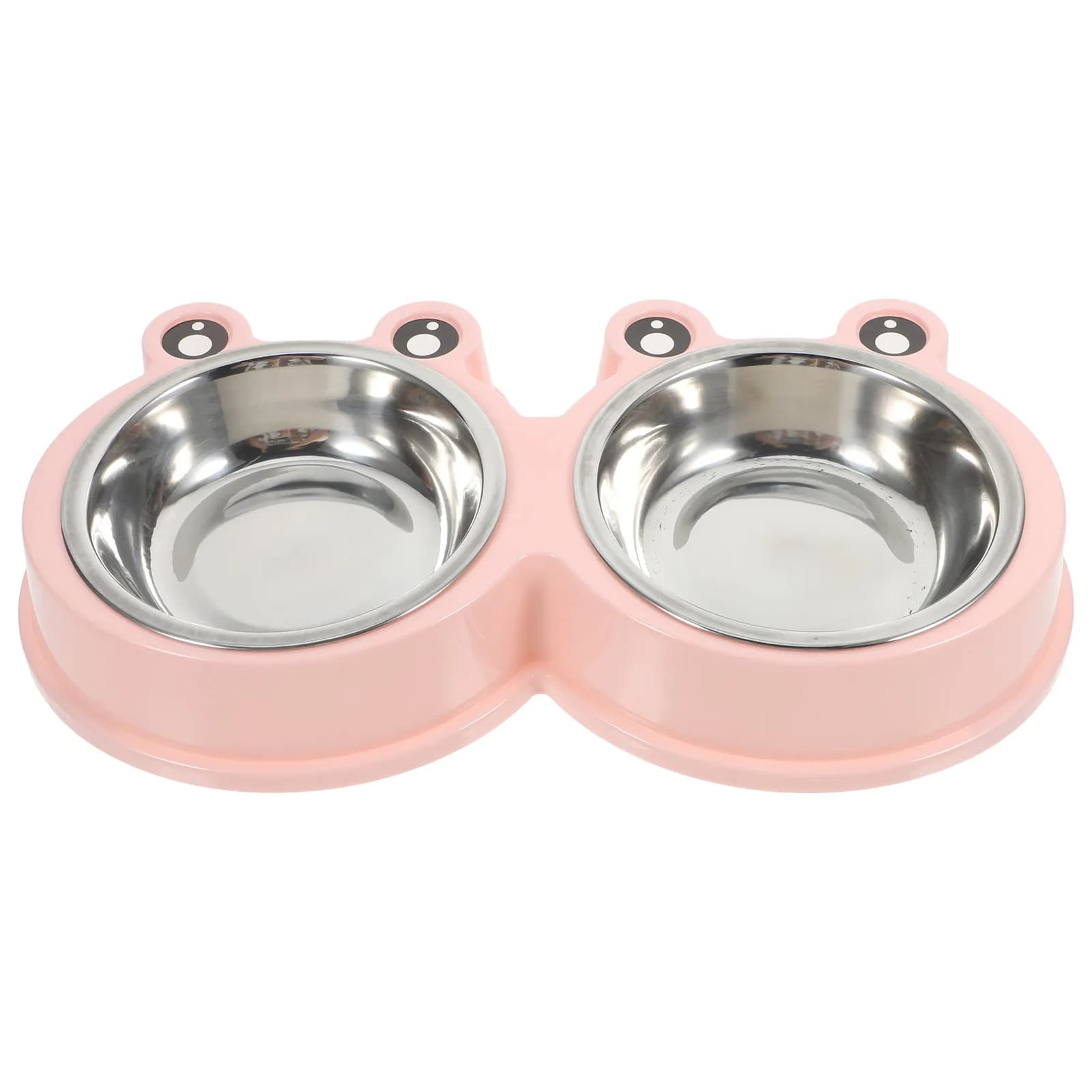 Nonslip Stainless Steel Pet Bowl Bigeyed Frog Pattern Dog Cat Feeding Dish Food Water Holder Indoor Outdoor Medium Pet Cages