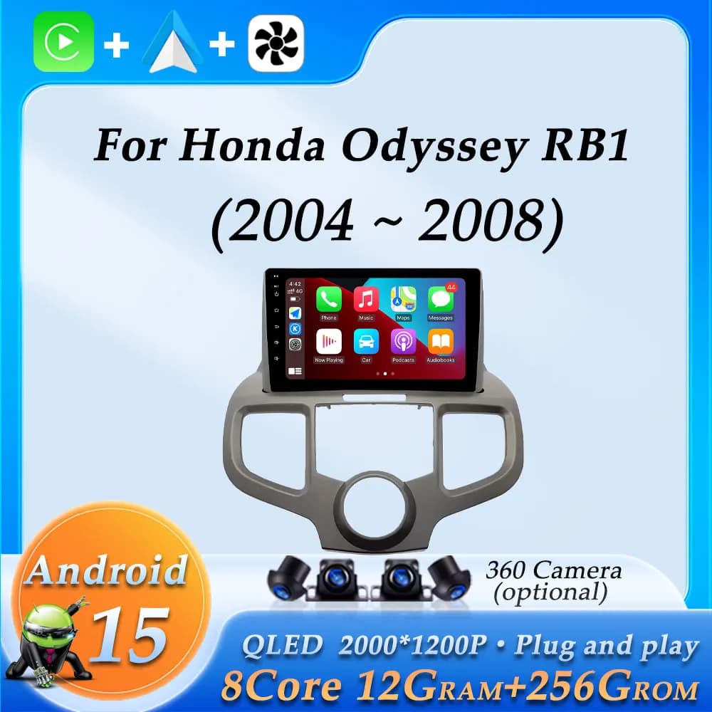 Car Radio Audio Multimedia Video Player for Honda Odyssey RB1 2004 - 2008 Wireless CarPlay GPS Navi DSP Stereo Bluetooth WiFi 4G