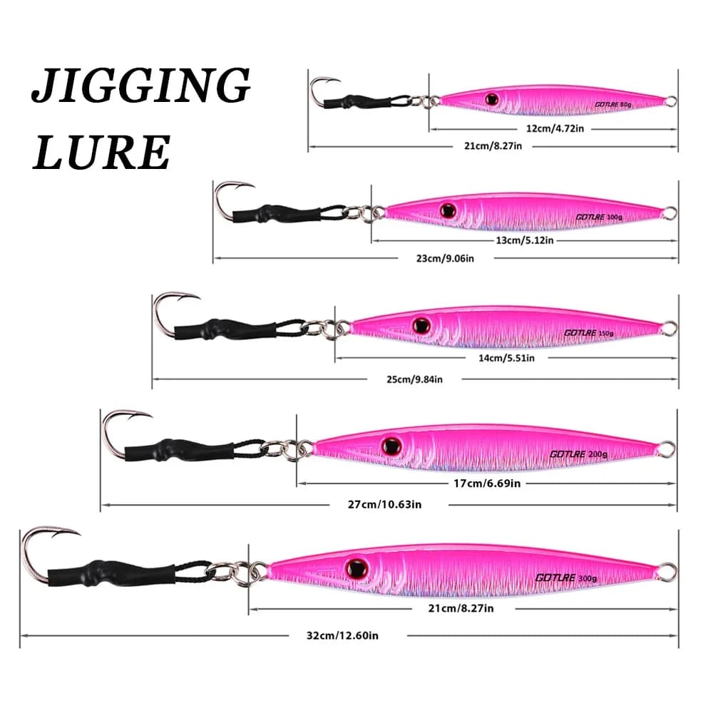 Goture 3 pz/lotto Cucchiaio di Metallo Jigging Richiamo Passo Lento Piombo Pesce Spigola Richiamo di Pesca Duro Esca Artificiale 80g 100g 150g 200g 300g