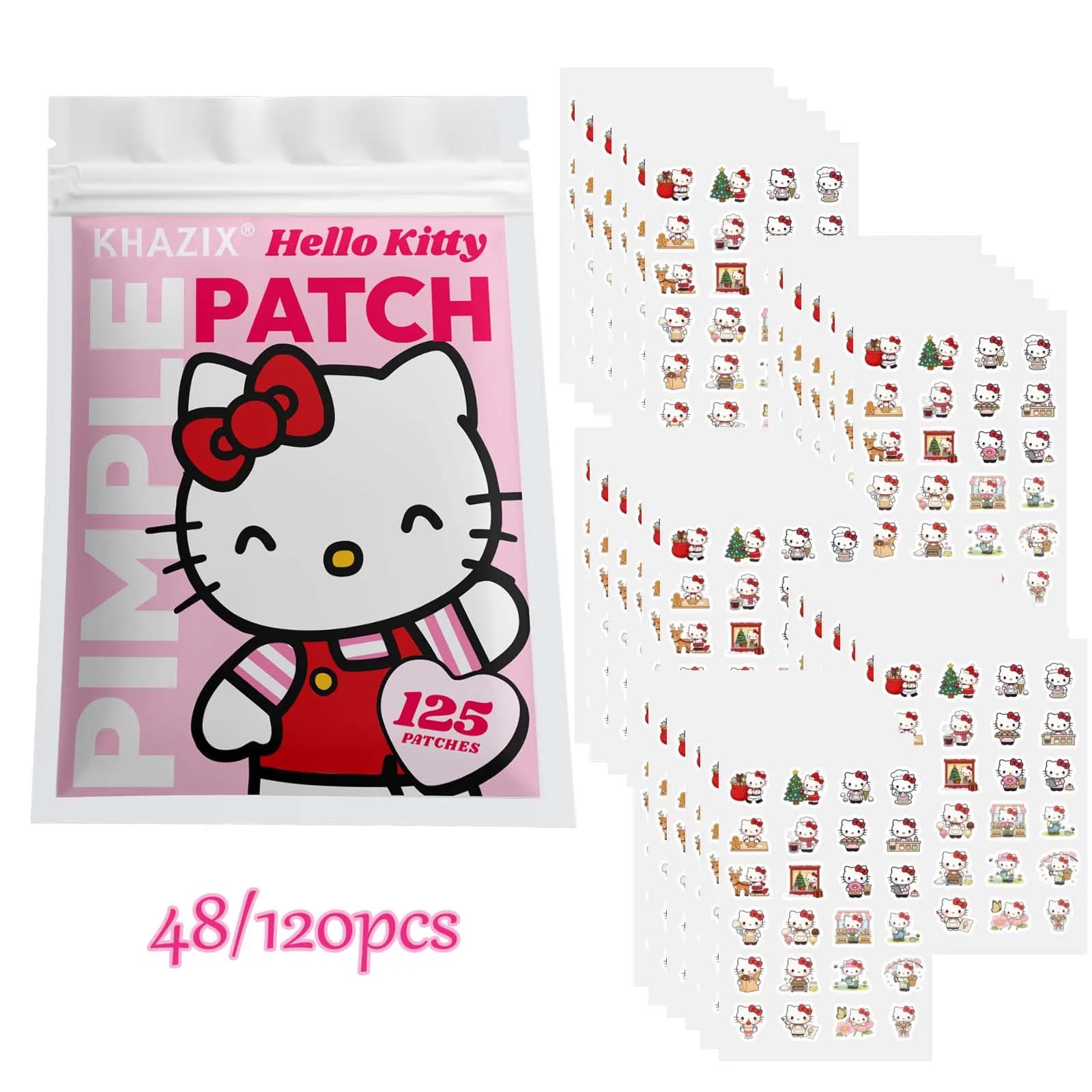 48/120PCS Kawaii Soft Sanrio Hello Kitty Acne Cover-up Stickers, Cute Cartoon Concealer