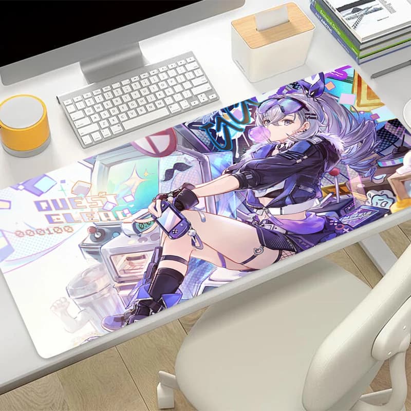 Large Space Punk Speed Hacker Girl Gaming Mouse Pad Non Slip Rubber Stitched Edge Oversized Desk Mat For PC Gamer Laptop