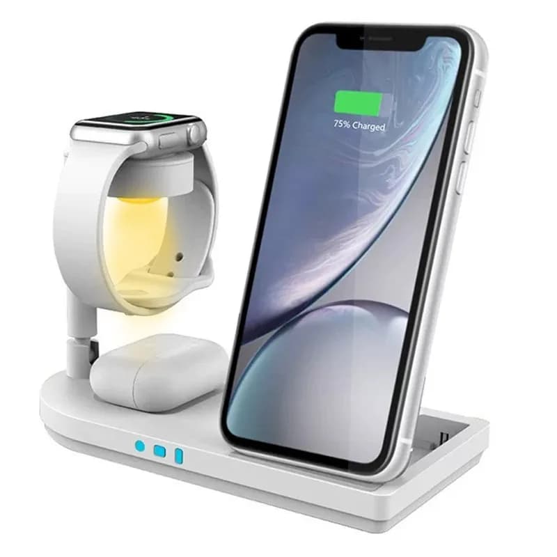 Foldable 3-in-1 Wireless Charger Stand With LED Night For iPhone 17~12 Apple Watch AirPods Pro or For Samsunng Galaxy Watch Buds