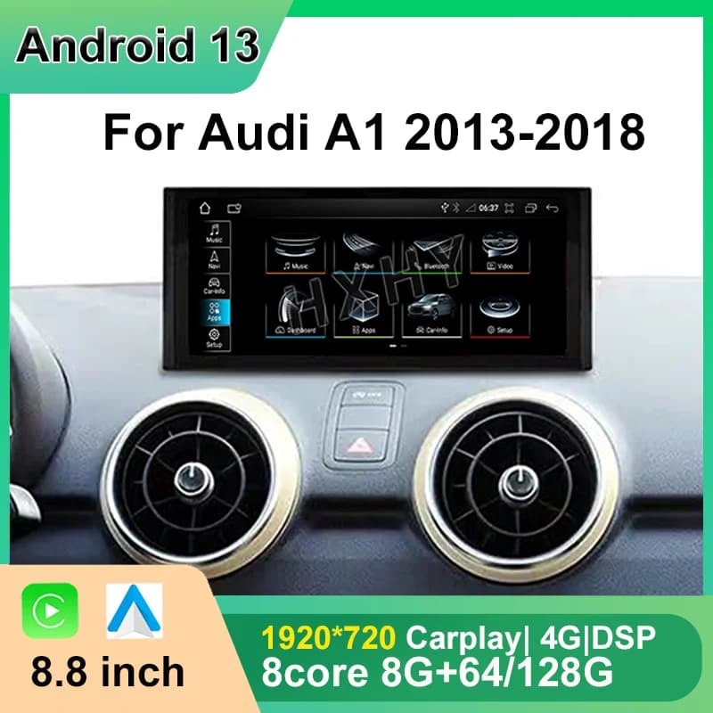 8.8 pollici Android 13 8 + 128G Auto Carplay Car Multimedia Stereo Lettore Dvd Radio Navigazione GPS Per Audi A1 2013-2018