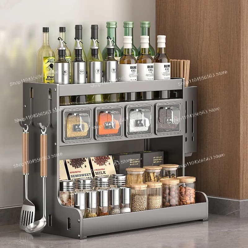 Portaspezie da cucina, porta coltelli da appoggio in acciaio inossidabile non perforato, barattolo multifunzionale per sale e spezie