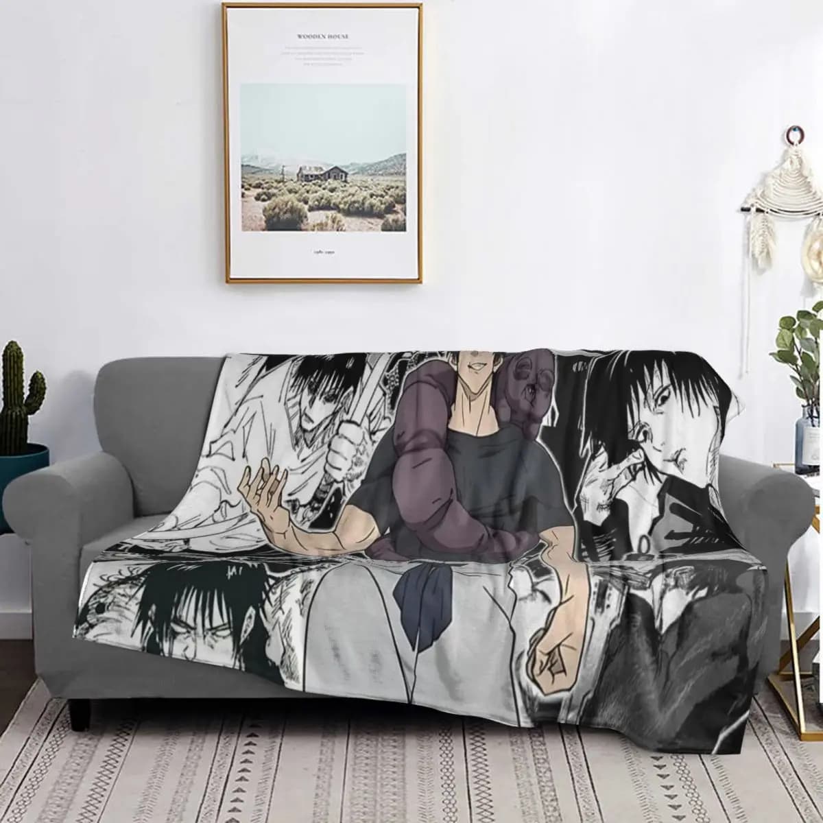 T-Toji Fushiguros Manga Knife Blanket Soft Warm Flannel Throw Blanket Plush for Bed Living room Picnic Travel Home Sofa