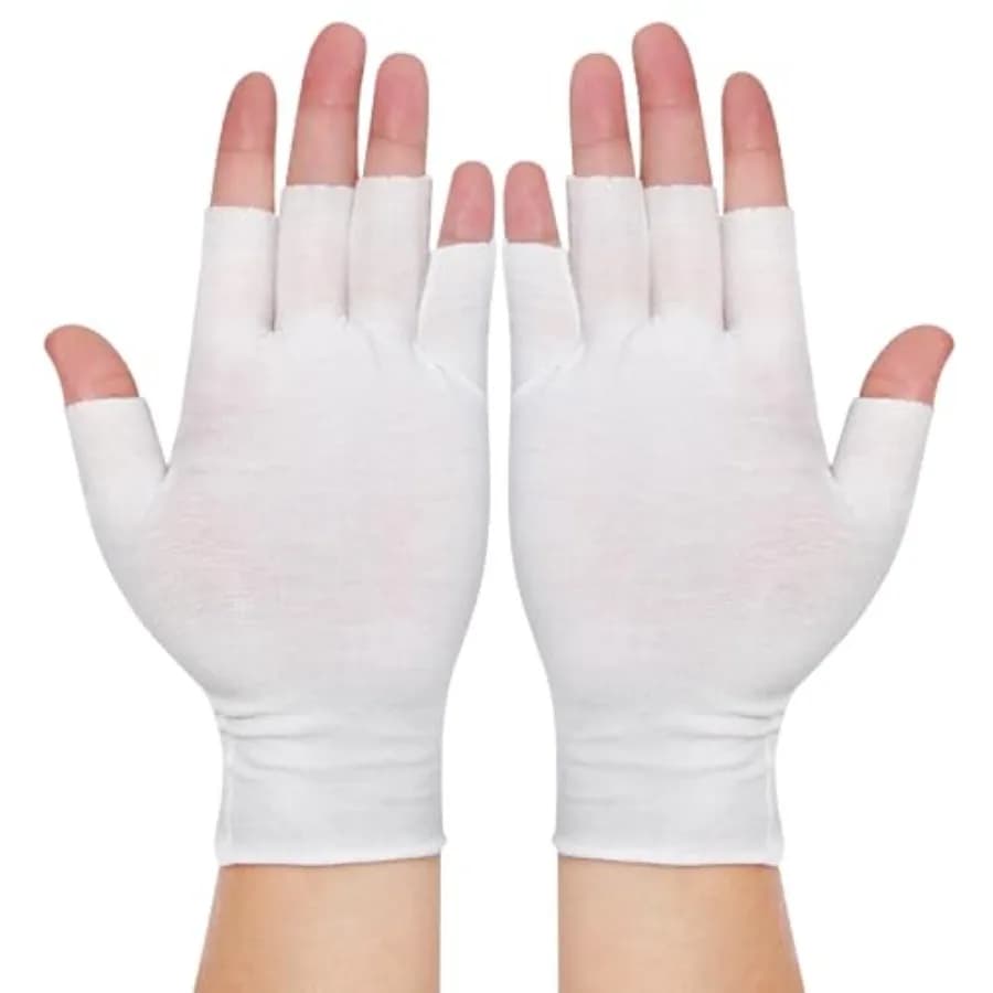 4 Pairs White Fingerless Gloves, Cotton Moisturizing Gloves for Women, Cut 5 Fingertips, Soft and Comfortable, for Dry Hands Sl