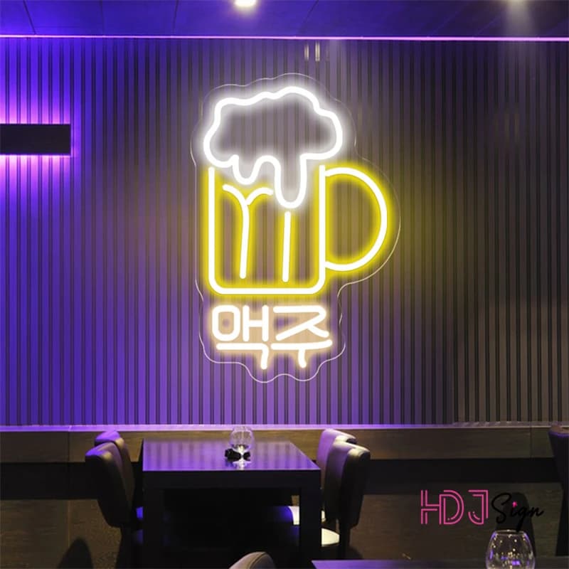 Birra coreana Neon Sign Lights ristorante decorazione Bar Neon Led Sign luci al Neon personalizzate birra coreana Wall Haning Decor per la stanza