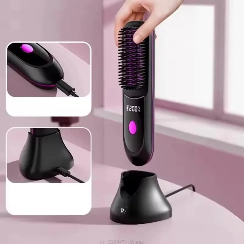 Hair Smoothing comb with Digital Display, 3 Adjustable Levels, 160-200°C ° Hair styling tool with quick heating ceramic heating
