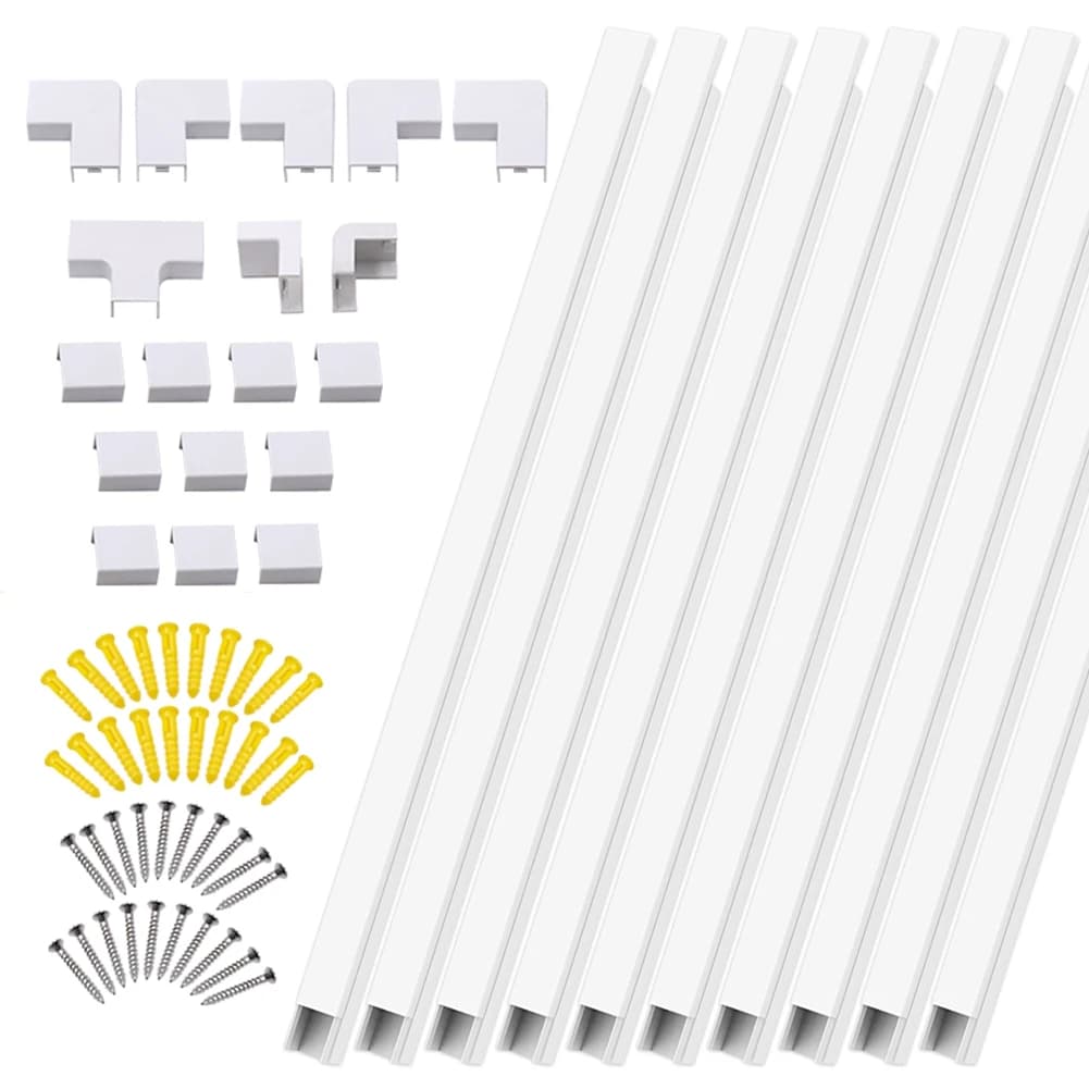 ABKU-10 Pezzi Canalina Passacavi in PVC per Gestione Cavi a Parete, Copricavo Elettrico Impermeabile
