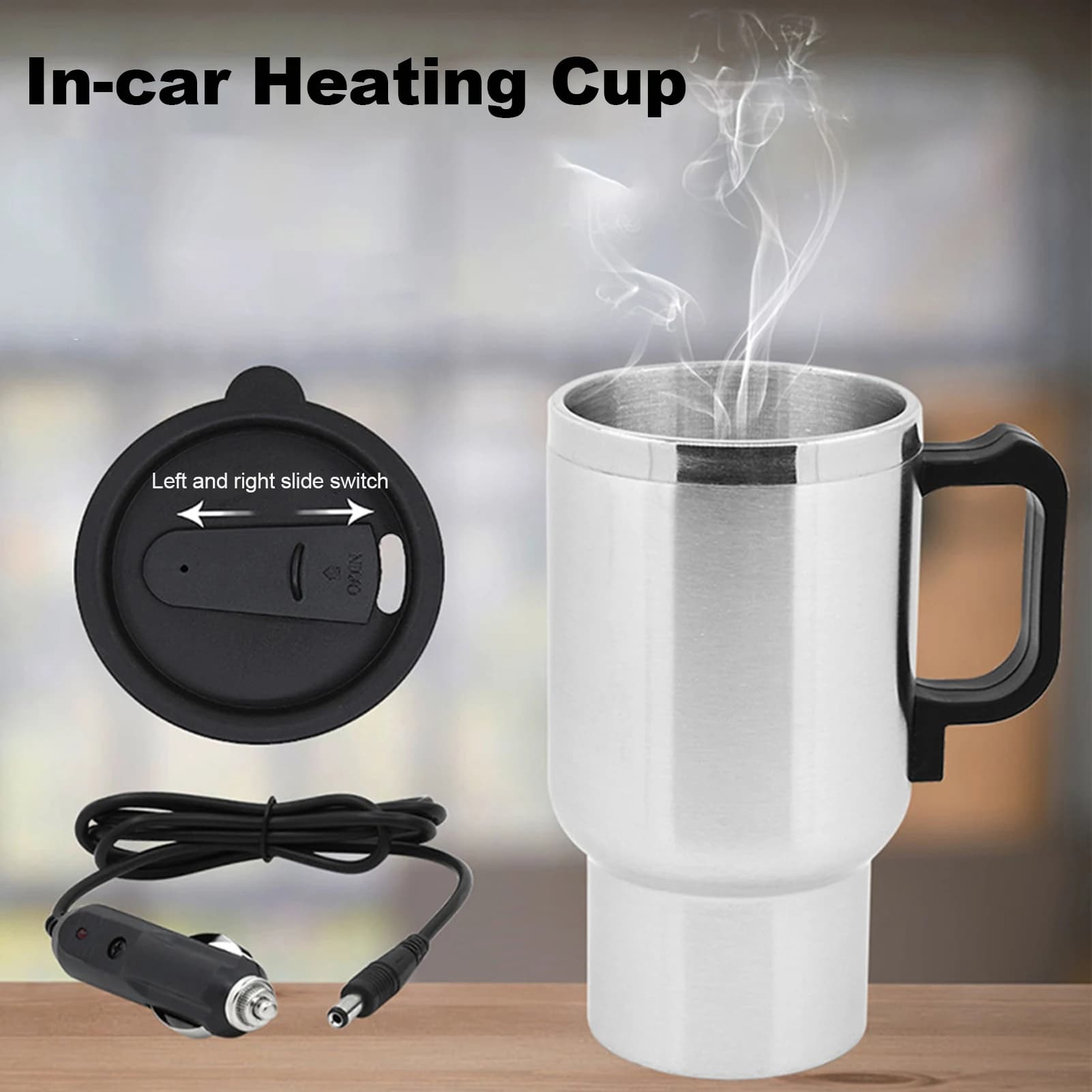 Bollitore elettrico per auto Bollitore per auto in acciaio inossidabile Thermos da viaggio Riscaldamento Bottiglia d'acqua Tazza riscaldante