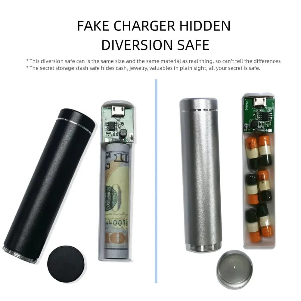 Caricatore di emergenza per telefono cellulare falso Power Bank per casseforti tascabili segreti Scomparto portaoggetti Diversione tascabile Nascondere oggetti