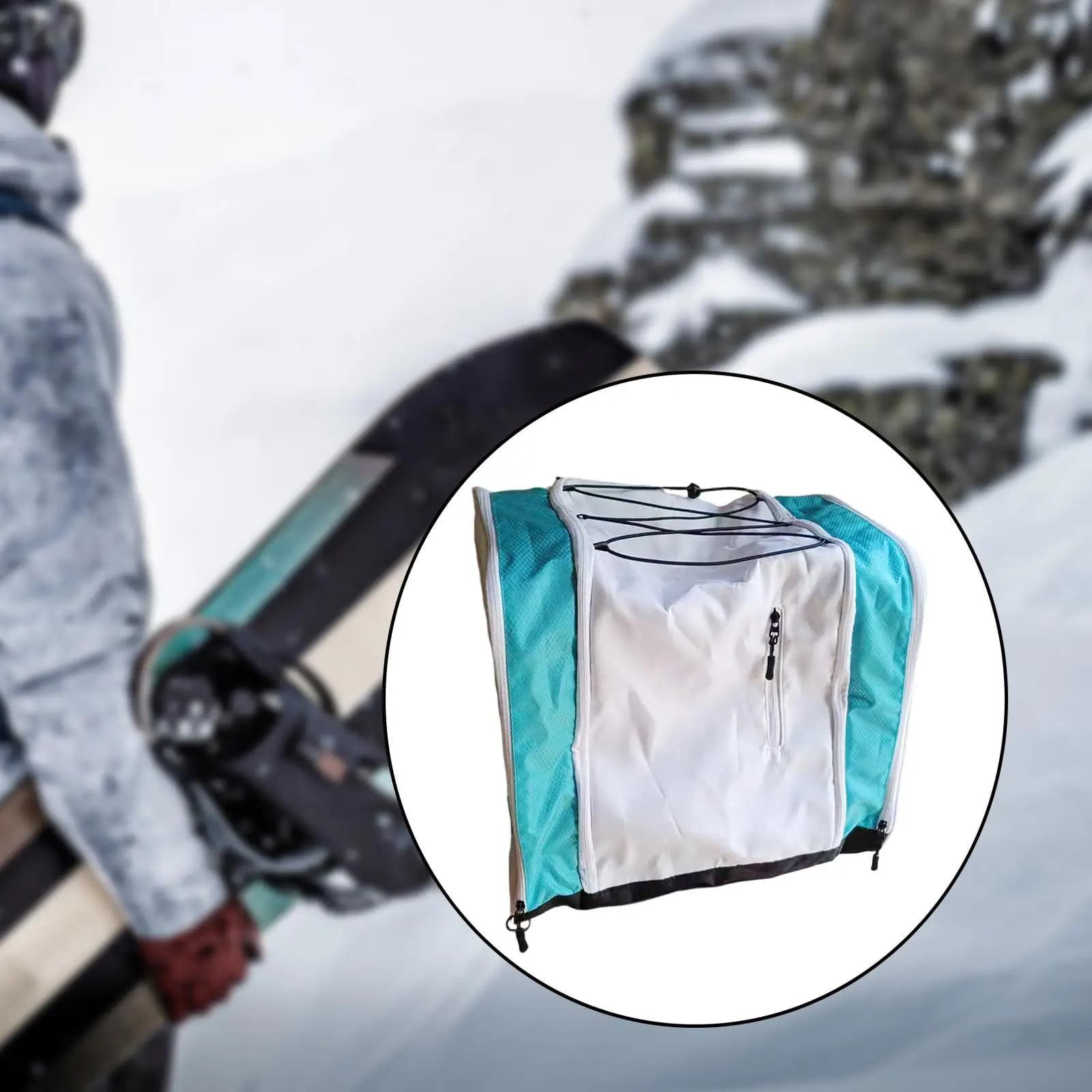 Zaino per Scarponi da Sci Portatile e Versatile, Borsa per Snowboard con Scomparto per Accessori, Occhiali da Sci, Guanti e Abbigliamento