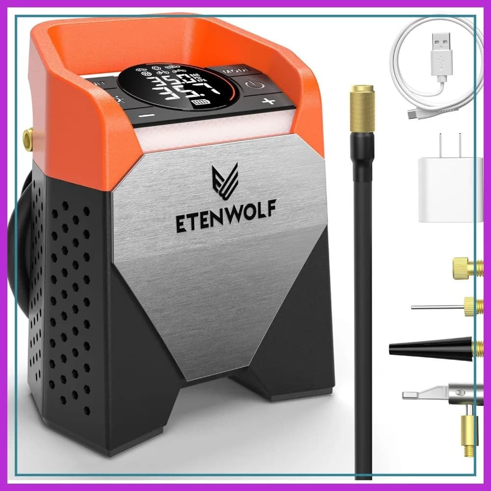 Compressore d'aria portatile per pneumatici per impieghi gravosi, pompa ad aria senza fili da 160 PSI con luce LED per pneumatici auto, bici, moto, palloni