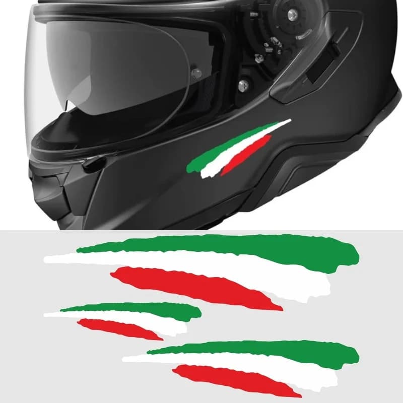 Set di 3 Adesivi Bandiera Italiana per Moto, Impermeabili, per Casco, Pannelli Laterali, Auto, Bici, Scooter Elettrico, Decorazione in Vinile